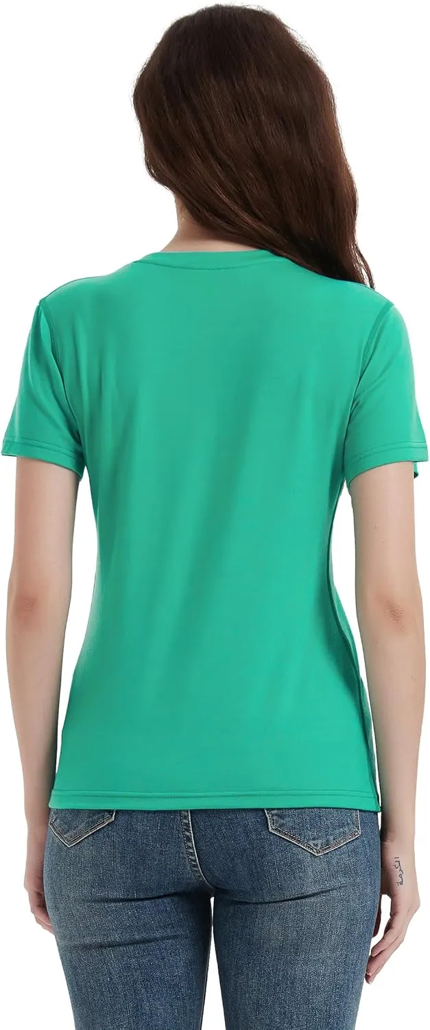 100% Merino Wool T Shirts Women, Short Sleeve Crew Neck Tee Lightweight Undershirt, No-Odor Base Layer for Hiking