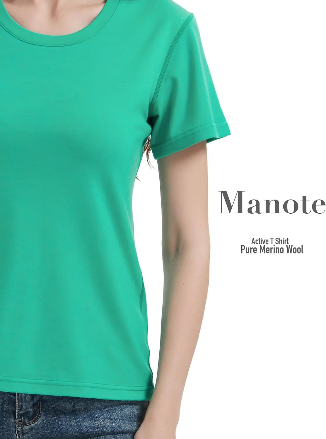 100% Merino Wool T Shirts Women, Short Sleeve Crew Neck Tee Lightweight Undershirt, No-Odor Base Layer for Hiking