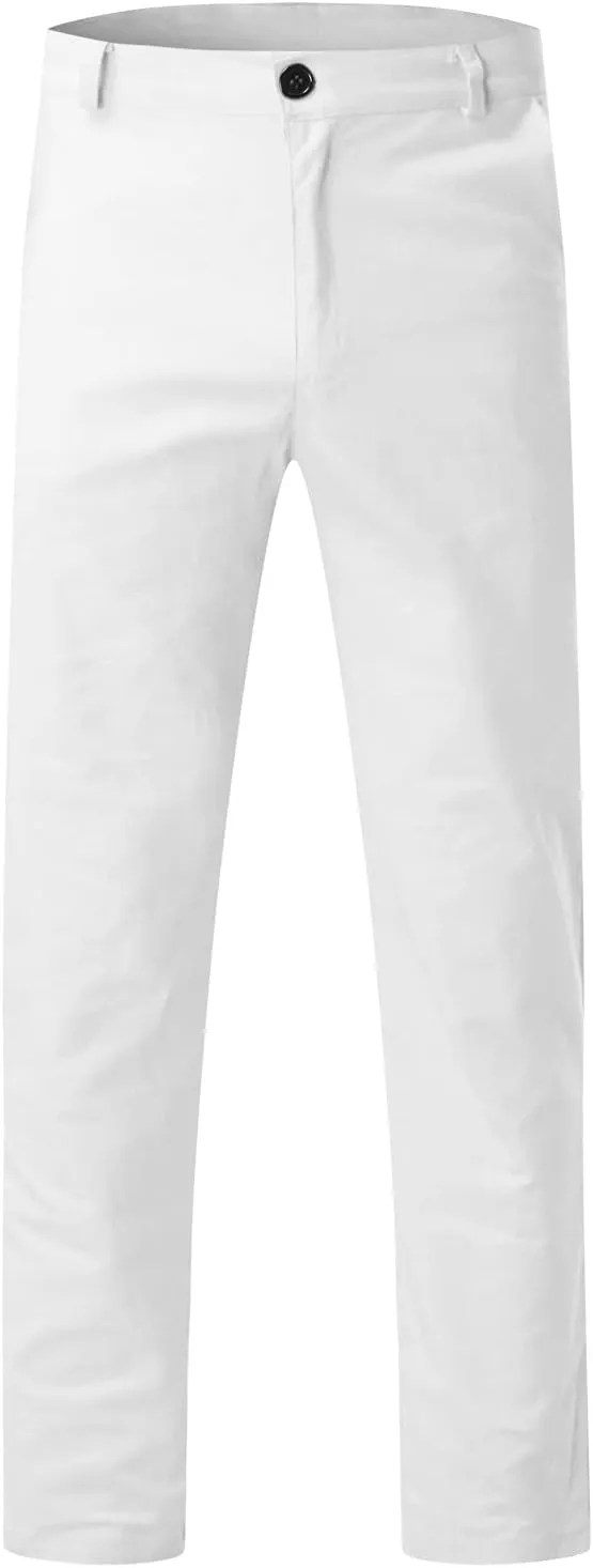 2021 Mens Chino Fit Flat Front Dress Pants Casual Cotton Jeans Slim Fit Skinny Stretchy Slacks Tapered Trousers