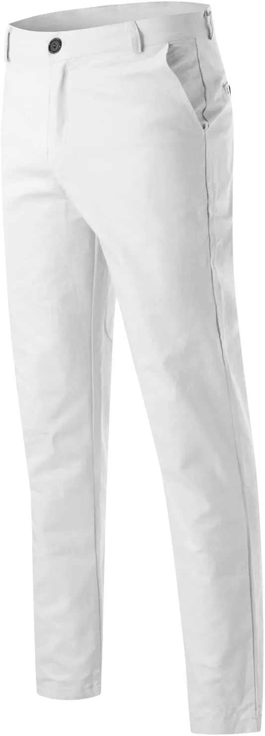 2021 Mens Chino Fit Flat Front Dress Pants Casual Cotton Jeans Slim Fit Skinny Stretchy Slacks Tapered Trousers