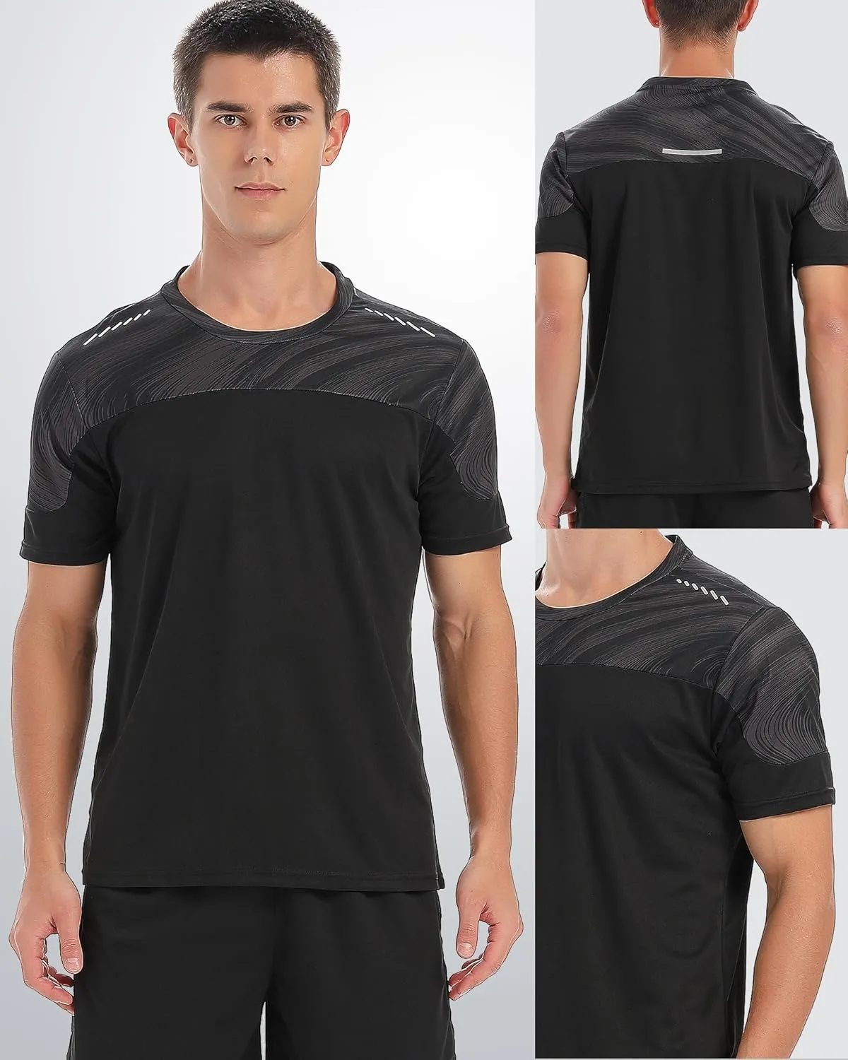 5 Pack Workout Shirts for Men Athletic Running Gym Quick Dry Short Sleeve Crew Neck T Shirts Tee Tops Bulk