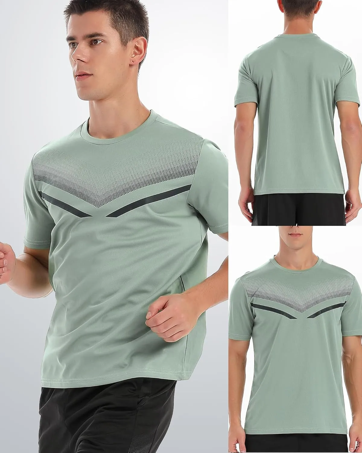 5 Pack Workout Shirts for Men Athletic Running Gym Quick Dry Short Sleeve Crew Neck T Shirts Tee Tops Bulk