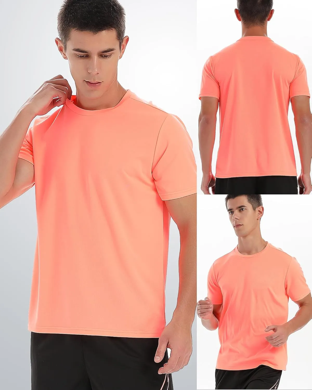 5 Pack Workout Shirts for Men Athletic Running Gym Quick Dry Short Sleeve Crew Neck T Shirts Tee Tops Bulk