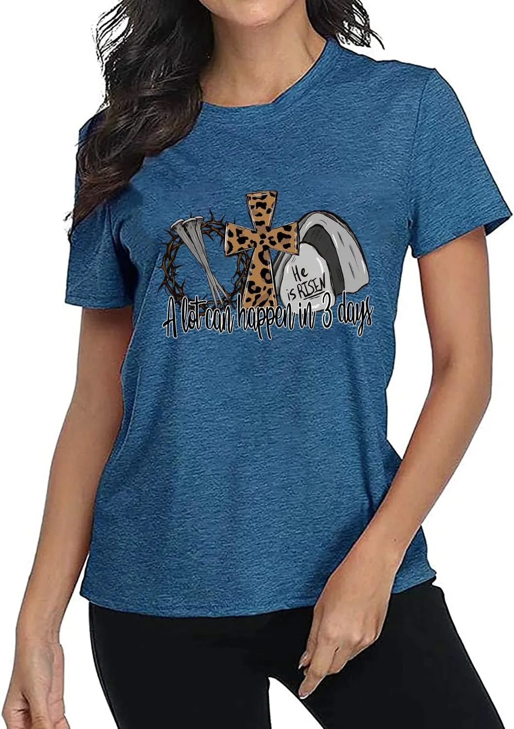 A Lot Can Happen in 3 Days Shirt Women He is Risen Tshirt Christian Easter is for Jesus Tee Casual Short Sleeve Tops