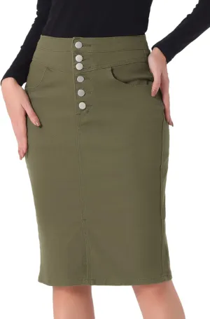 Allegra K Women's Jean Skirts Split Casual High Waist Bodycon Denim Pencil Skirt