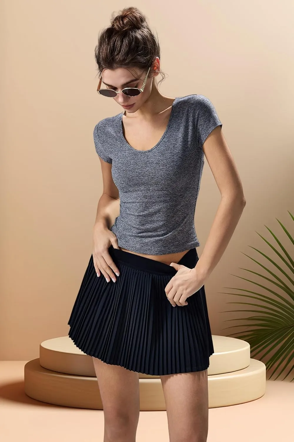 altiland Scoop Neck Workout T Shirt for Woman, Ultra-Soft Quick Dry Athletic Tee Yoga Running Cropped Short Sleeve Tops