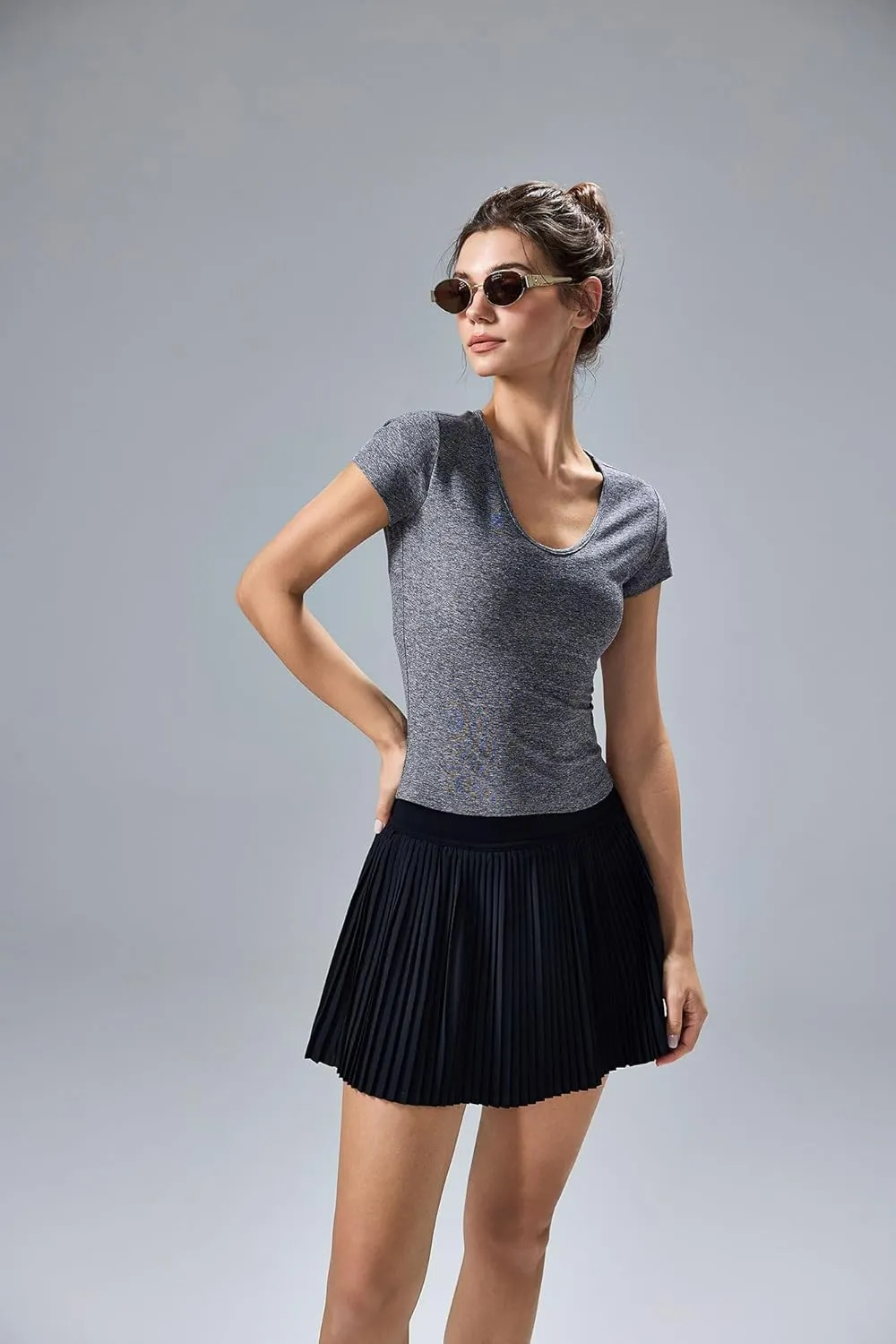 altiland Scoop Neck Workout T Shirt for Woman, Ultra-Soft Quick Dry Athletic Tee Yoga Running Cropped Short Sleeve Tops