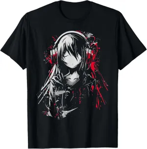 Anime Manga Motif Headphone Artwork Anime T-Shirt