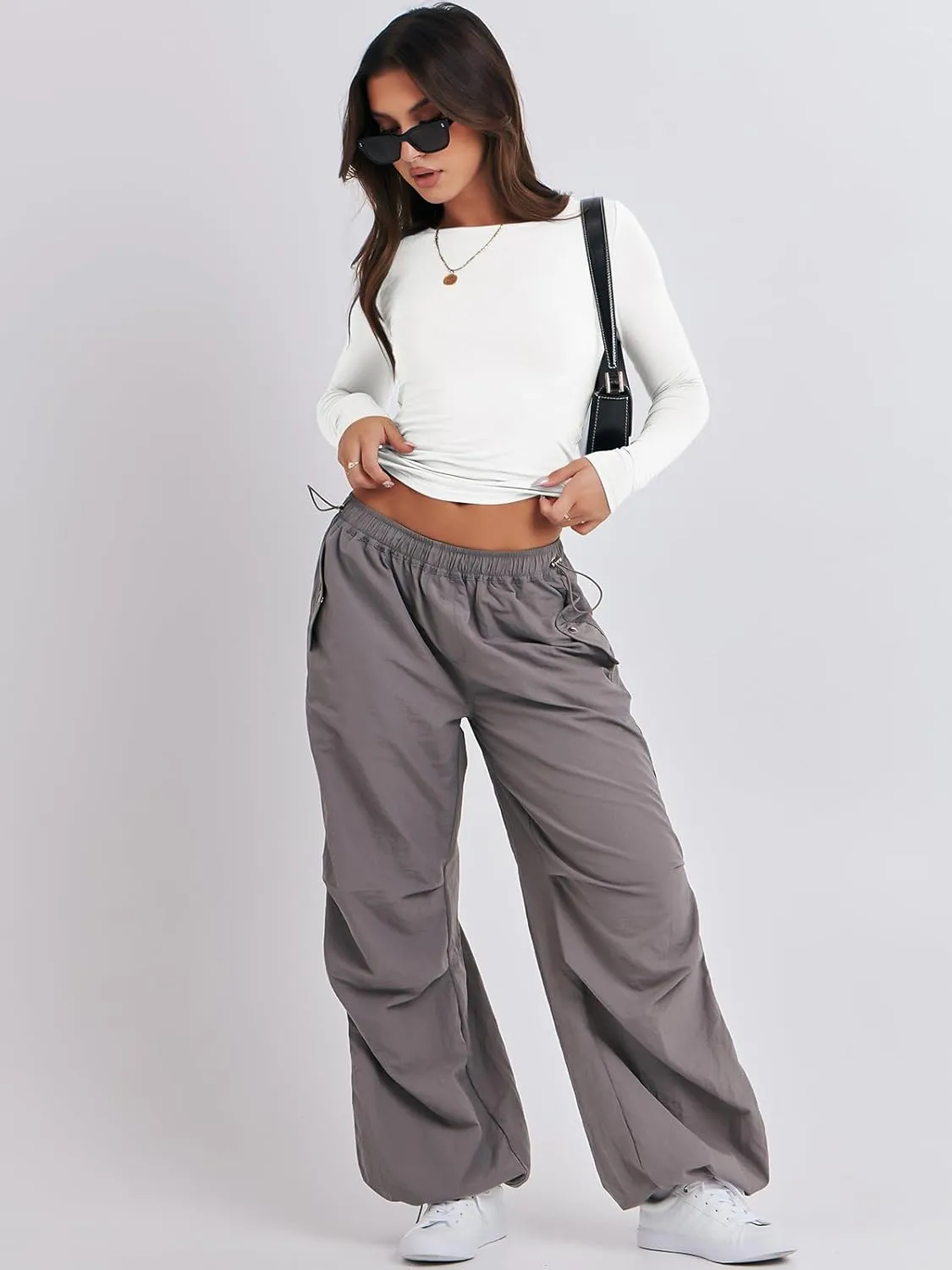 ANRABESS Womens Long Sleeve Shirts Tight Fitted Going Out Crop Tops Crewneck Basic Tee Y2k Outfits Teens Girls Clothes