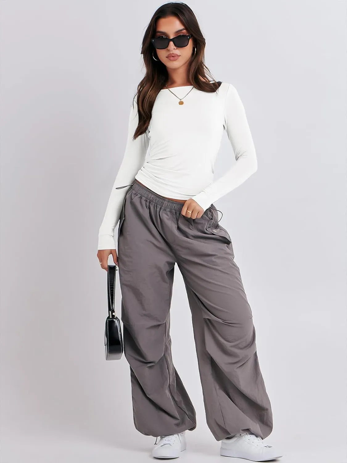 ANRABESS Womens Long Sleeve Shirts Tight Fitted Going Out Crop Tops Crewneck Basic Tee Y2k Outfits Teens Girls Clothes