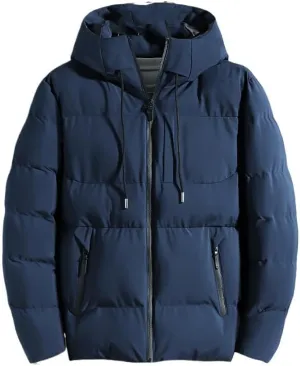 Autumn/Winter Men Warm Fashion Thickened Cotton Padded Jackets Hooded Casual Windproof Plus Size Solid Outwear male tops