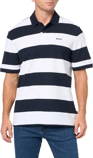 BOSS Men's Printed Cotton Short Sleeve Polo Shirt
