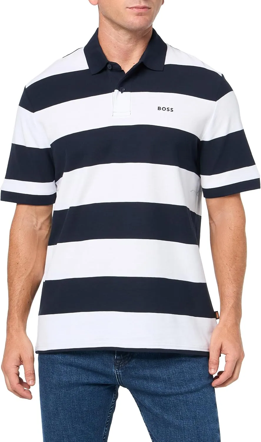 BOSS Men's Printed Cotton Short Sleeve Polo Shirt