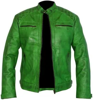 Brown Biker Leather Jacket Men - Real Lambskin Leather Cafe Racer Distressed Motorcycle Jacket