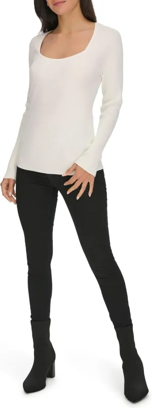Calvin Klein Women's Square Neck Long Sleeve Sweater