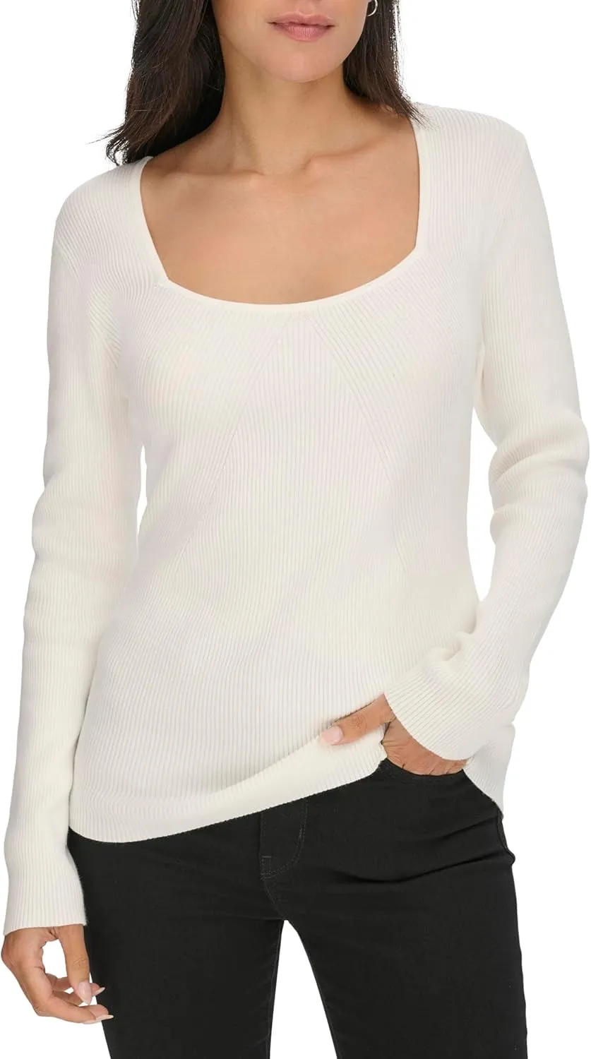 Calvin Klein Women's Square Neck Long Sleeve Sweater