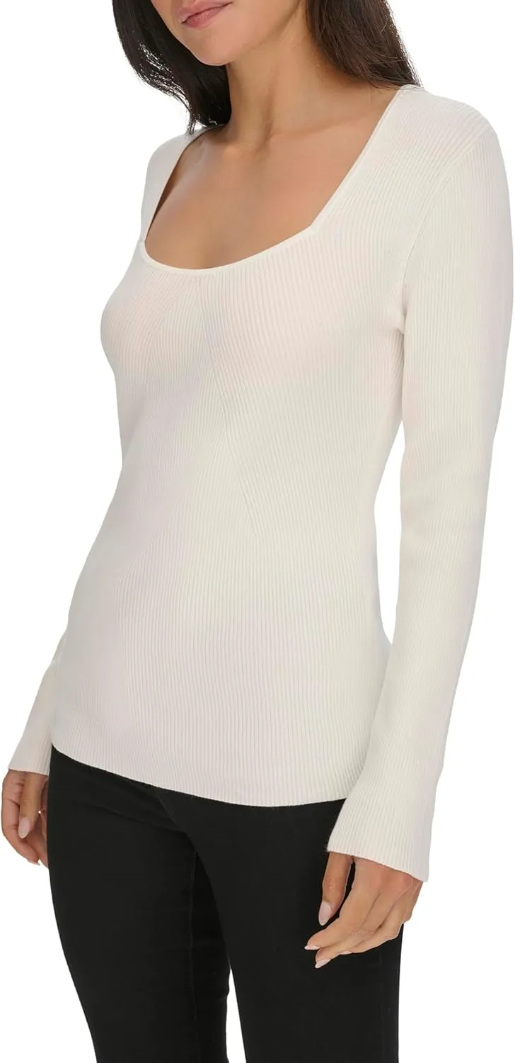 Calvin Klein Women's Square Neck Long Sleeve Sweater