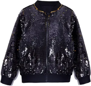 Cilucu Kids Jackets Girls Boys Flip Sequin Zipper Coat Jacket for Toddler Girls Birthday Outerwear Clothes