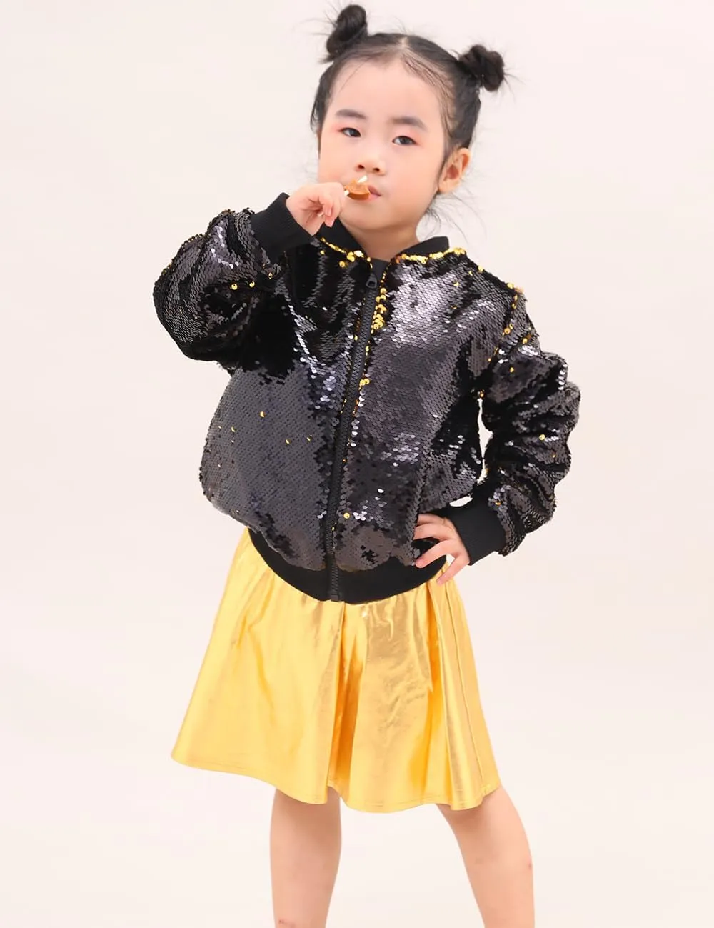 Cilucu Kids Jackets Girls Boys Flip Sequin Zipper Coat Jacket for Toddler Girls Birthday Outerwear Clothes