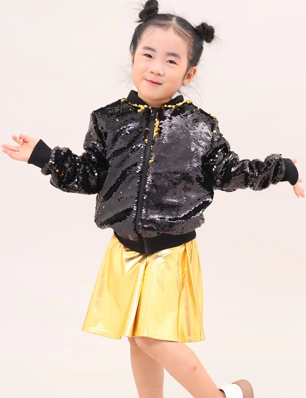 Cilucu Kids Jackets Girls Boys Flip Sequin Zipper Coat Jacket for Toddler Girls Birthday Outerwear Clothes