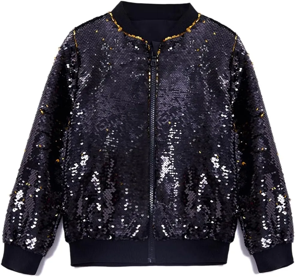 Cilucu Kids Jackets Girls Boys Flip Sequin Zipper Coat Jacket for Toddler Girls Birthday Outerwear Clothes