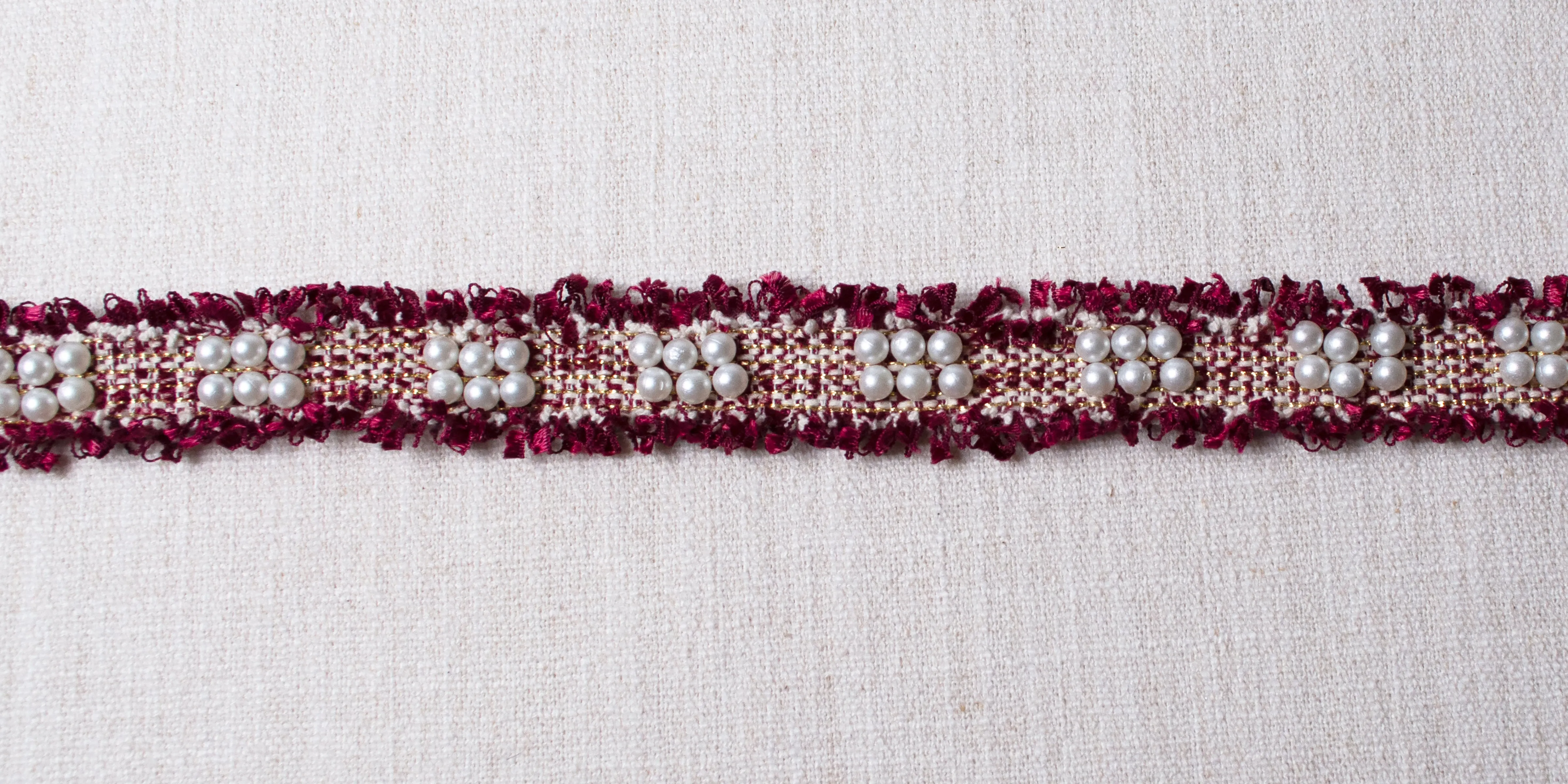 Cluster Pearl Fringe Trim in Garnet