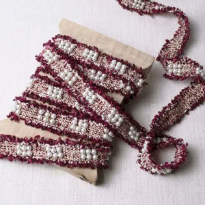 Cluster Pearl Fringe Trim in Garnet