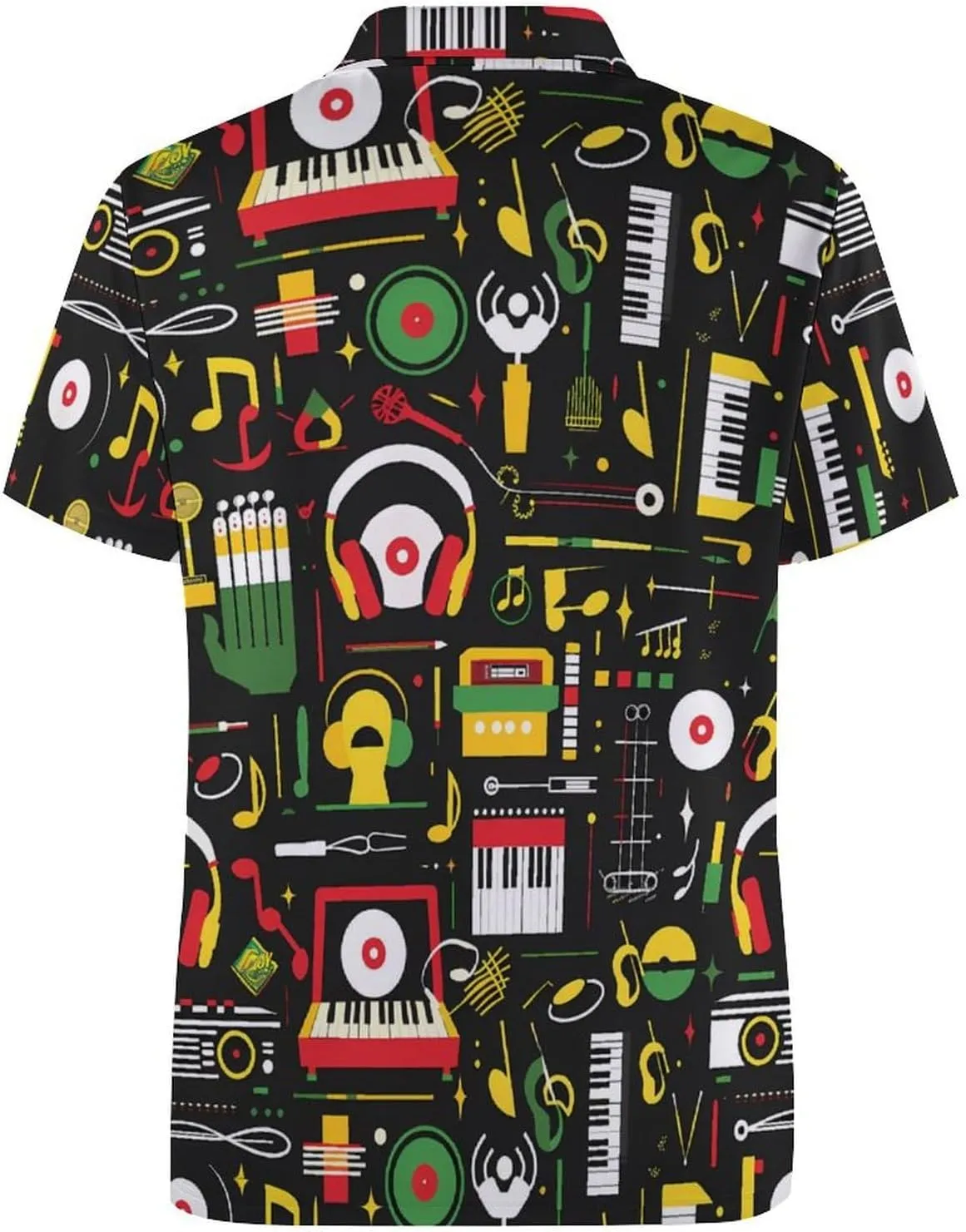 Colorful Music Club Dj Mens Polo Shirts Quick Dry Short Sleeve Golf Slim Fit T Shirt