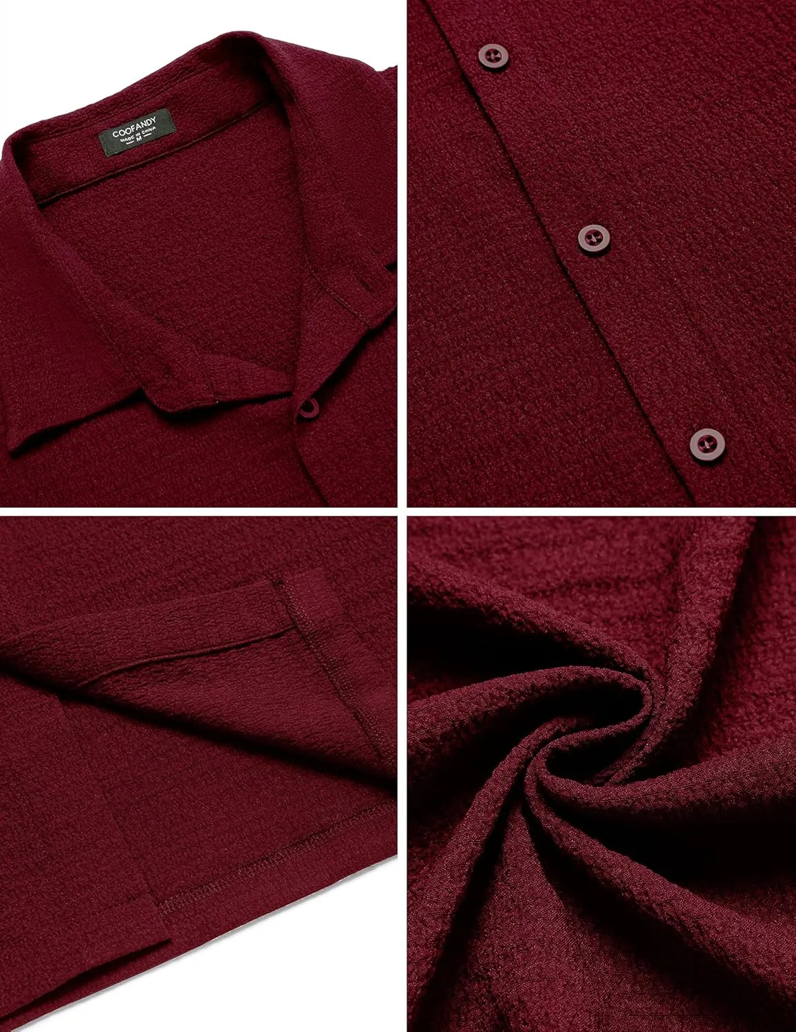 COOFANDY Men's Casual Long Sleeve Button Down Shirt Textured Wrinkle-Free Untucked Shirts