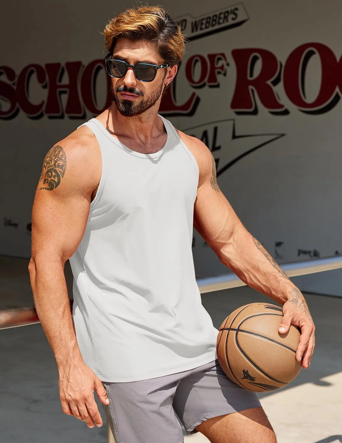 COOFANDY Men's Workout Tank Tops 2 Pack Y Back Sleeveless Shirts Gym Muscle T Shirt Bodybuidling Athletic Stringer Tee