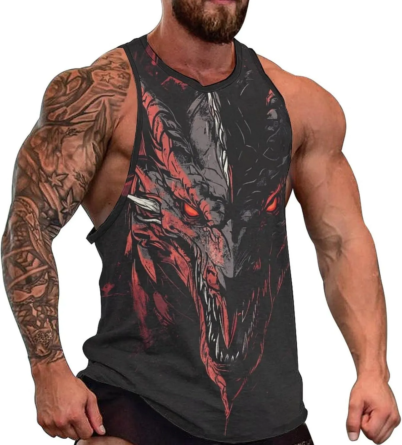 Cool Animals Print Tank Tops for Men Workout Muscle Novelty Funny Loose Fit Summer Casual Mens Sleeveless Tee Shirts