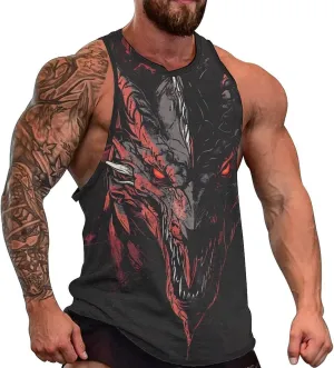 Cool Animals Print Tank Tops for Men Workout Muscle Novelty Funny Loose Fit Summer Casual Mens Sleeveless Tee Shirts