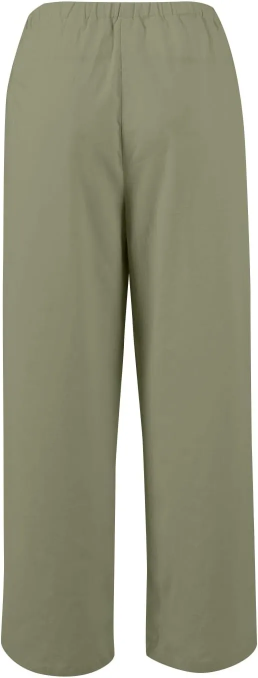 Cotton Linen Pants Women Summer Casual Loose Beach Pants Drawstring Flowy Wide Leg Palazzo Trousers with Pockets