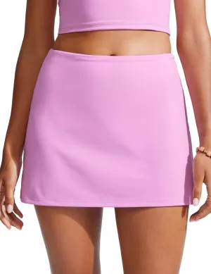 CRZ YOGA Womens High Waisted Swim Skirt A Line Swimsuit Skorts Side Slit Bathing Suit Bikini Bottoms with Built in Briefs