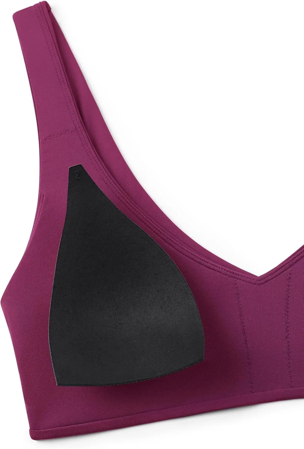 CRZ YOGA Womens V Neck Bikini Tops Bathing Suit V Back Wide Straps Swim Bra Padded Swimsuit