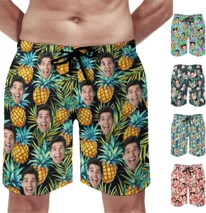 Custom Face Swim Trunks for Mens, Personalized Funny Beach Shorts with Faces Photo, Customized Swim Shorts Gift for Birthday