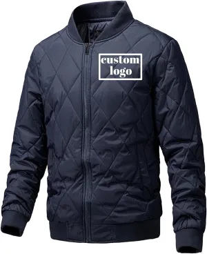 Custom Puffer Jacket Men Lightweight Down Jackets Customize Logo Text Personalized Baseball Coat