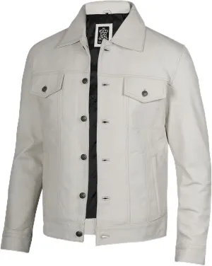 Decrum Leather Jacket For Men - Real Lambskin Vintage Trucker Mens Leather Jackets