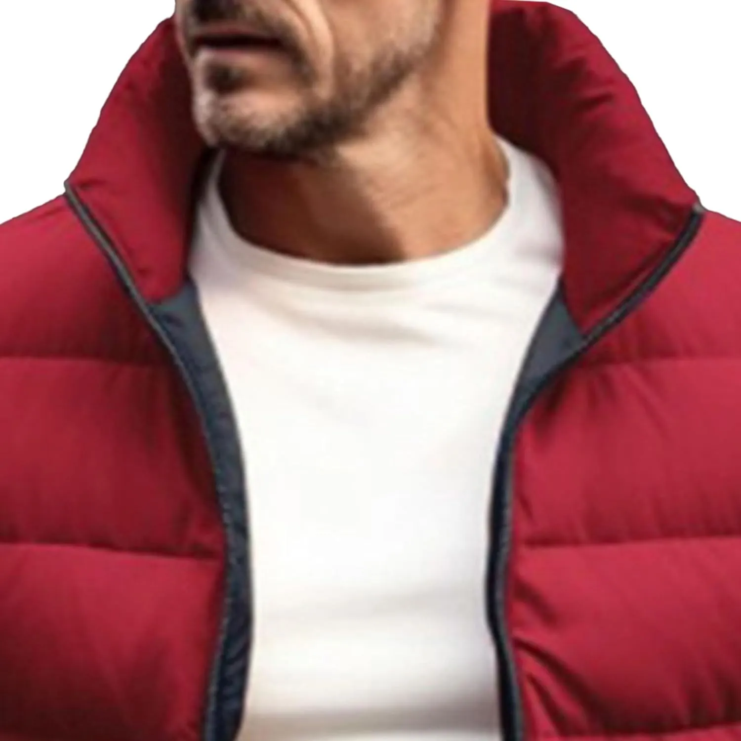 DGHM-JLMY Men's Solid Color Cotton-Padded Jacket Fashion Simple Color Block Zip Quilted Coat Stand Collar Slim Fit Outwear