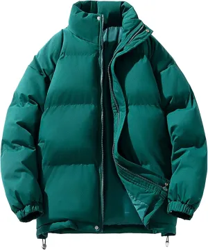 DGHM-JLMY Winter Puffer Jackets For Men Thicken Warm Stand Collar Down Puffy Jacket Solid Couple Casual All-Match Overcoat