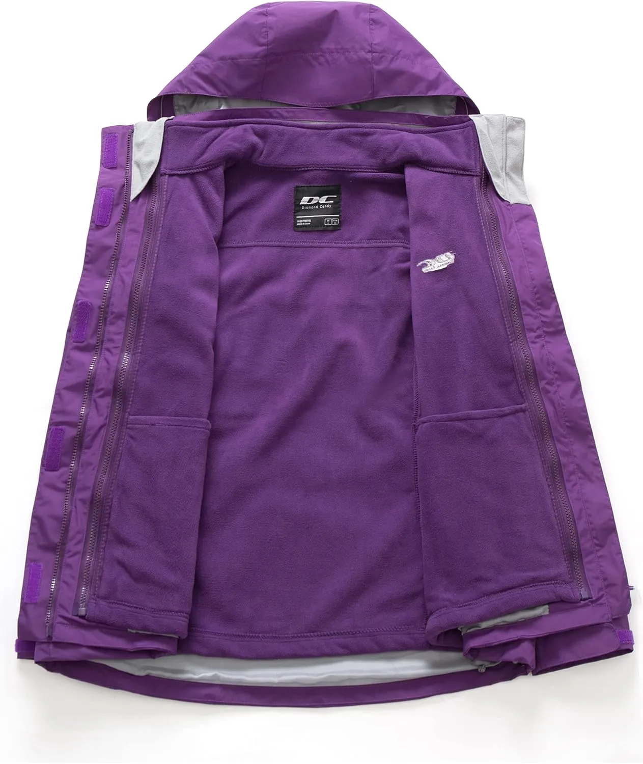Diamond Candy Womens 3-in-1 Winter Jacket Waterproof Rain Coat with Hood Warm Fleece Ski Jackets