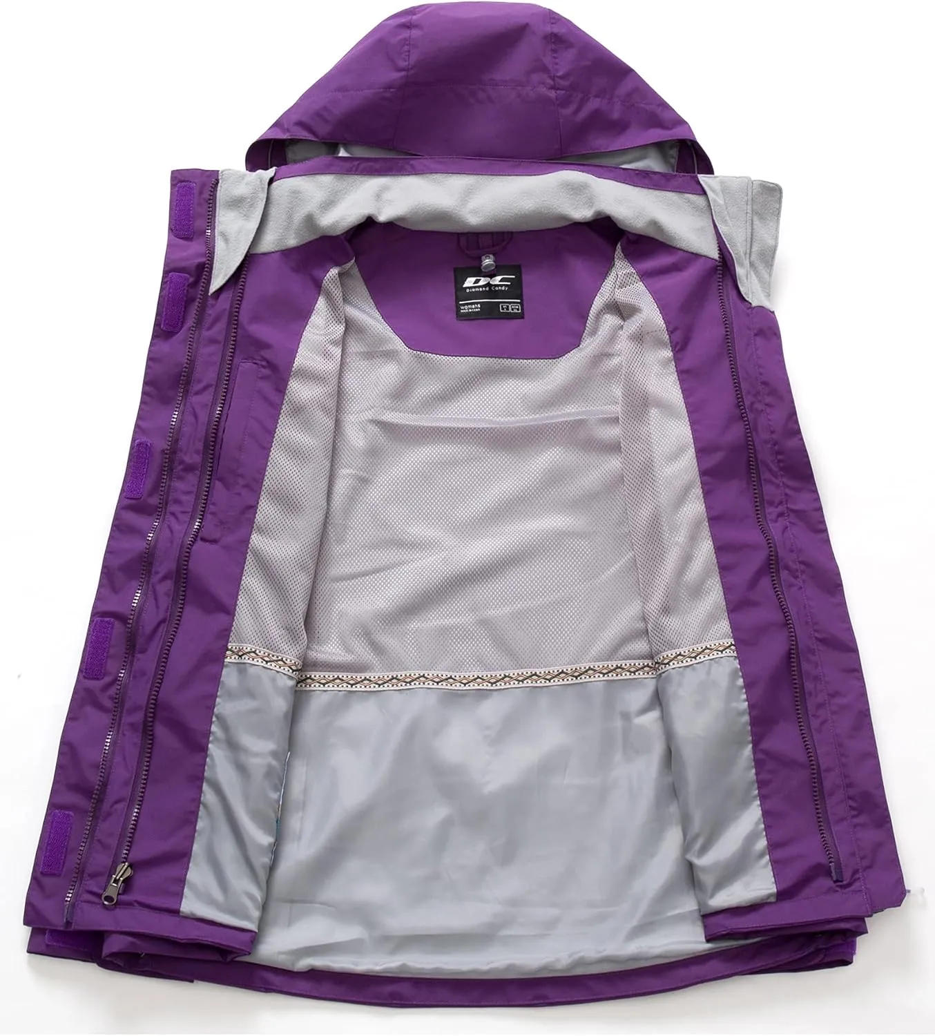 Diamond Candy Womens 3-in-1 Winter Jacket Waterproof Rain Coat with Hood Warm Fleece Ski Jackets