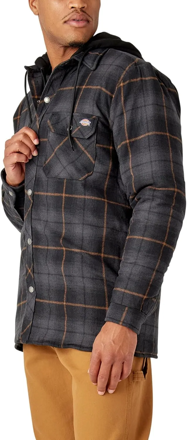 Dickies Mens Water Repellent Flannel Hooded Shirt Jacket