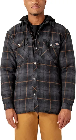 Dickies Mens Water Repellent Flannel Hooded Shirt Jacket