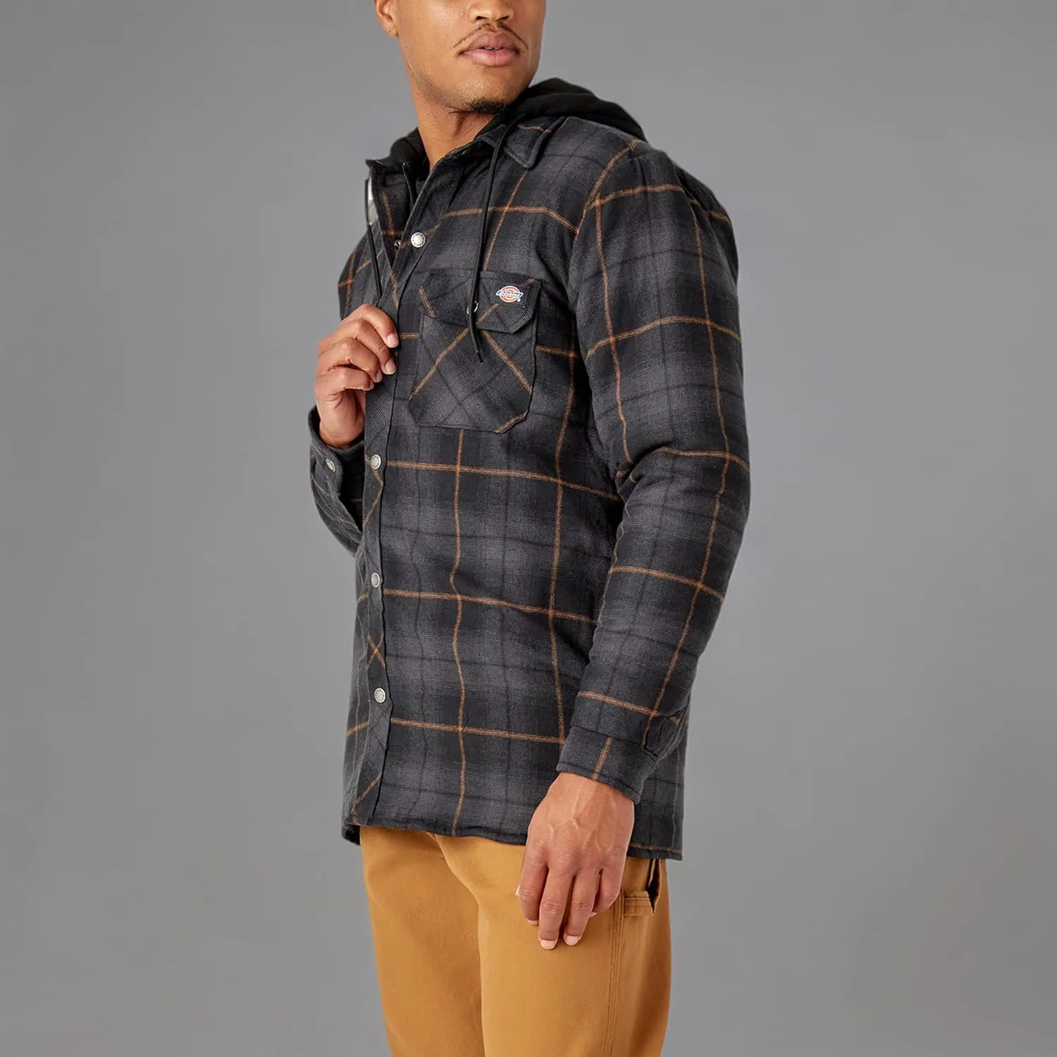 Dickies Mens Water Repellent Flannel Hooded Shirt Jacket