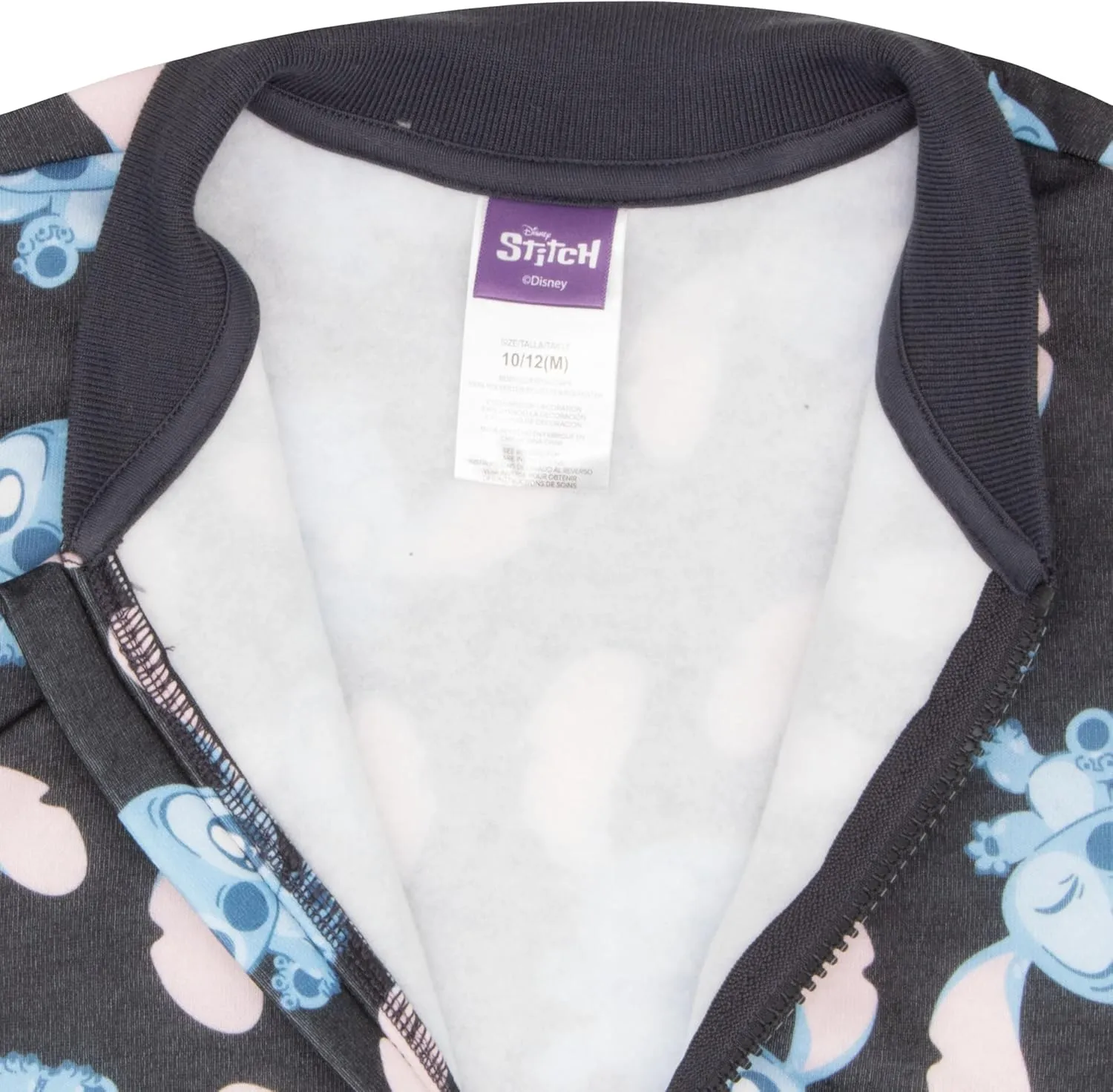 Disney Lilo & Stitch Girl's Zip-Up Varsity Bomber Jacket - Casual Lightweight Coat with Stitch Graphic Print for Kids