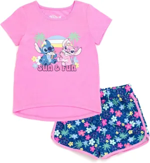 Disney T-Shirt and French Terry Shorts Outfit Set Infant to Big Kid Sizes (18 Months - 14-16)