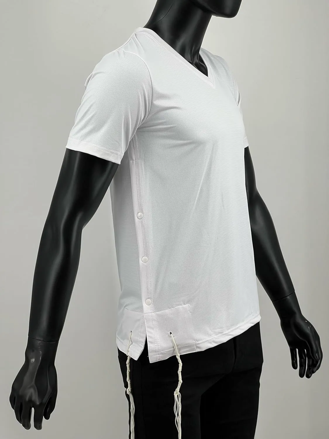 Dry Fit Kosher Tzitzit T-Shirt V neck by Melechet Machshevet Judaica Breathable Moisture-Wicking Athletic Tee Mesh Fabric