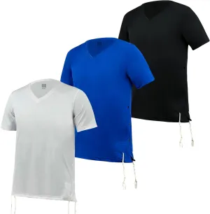 Dry Fit Kosher Tzitzit T-Shirt V neck by Melechet Machshevet Judaica Breathable Moisture-Wicking Athletic Tee Mesh Fabric