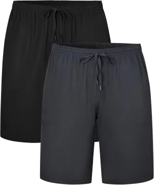 EA'S SECRET Mens Pajama Shorts Bamboo Drawstring Men's Sleep Shorts Soft Lounge Pajama Bottoms with Pockets 2 Pack